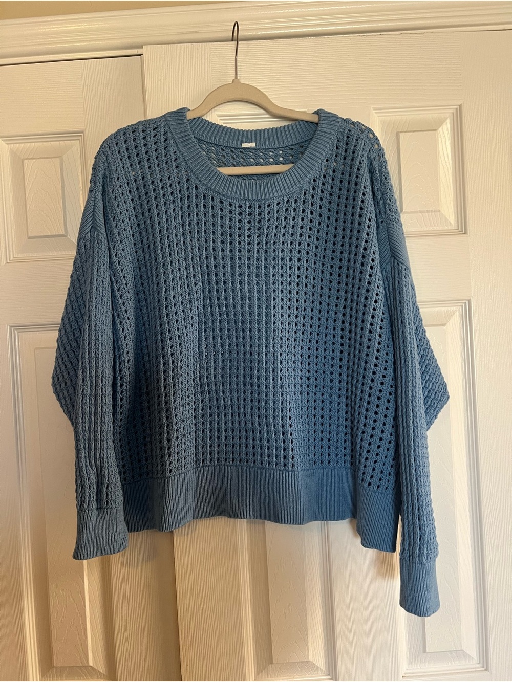 Women's Blue Knit Openwork Sweater